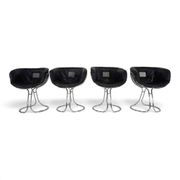 Set of 4 Pan Am dining chairs, chrome, leather by Gastone Rinaldi for RIMA,