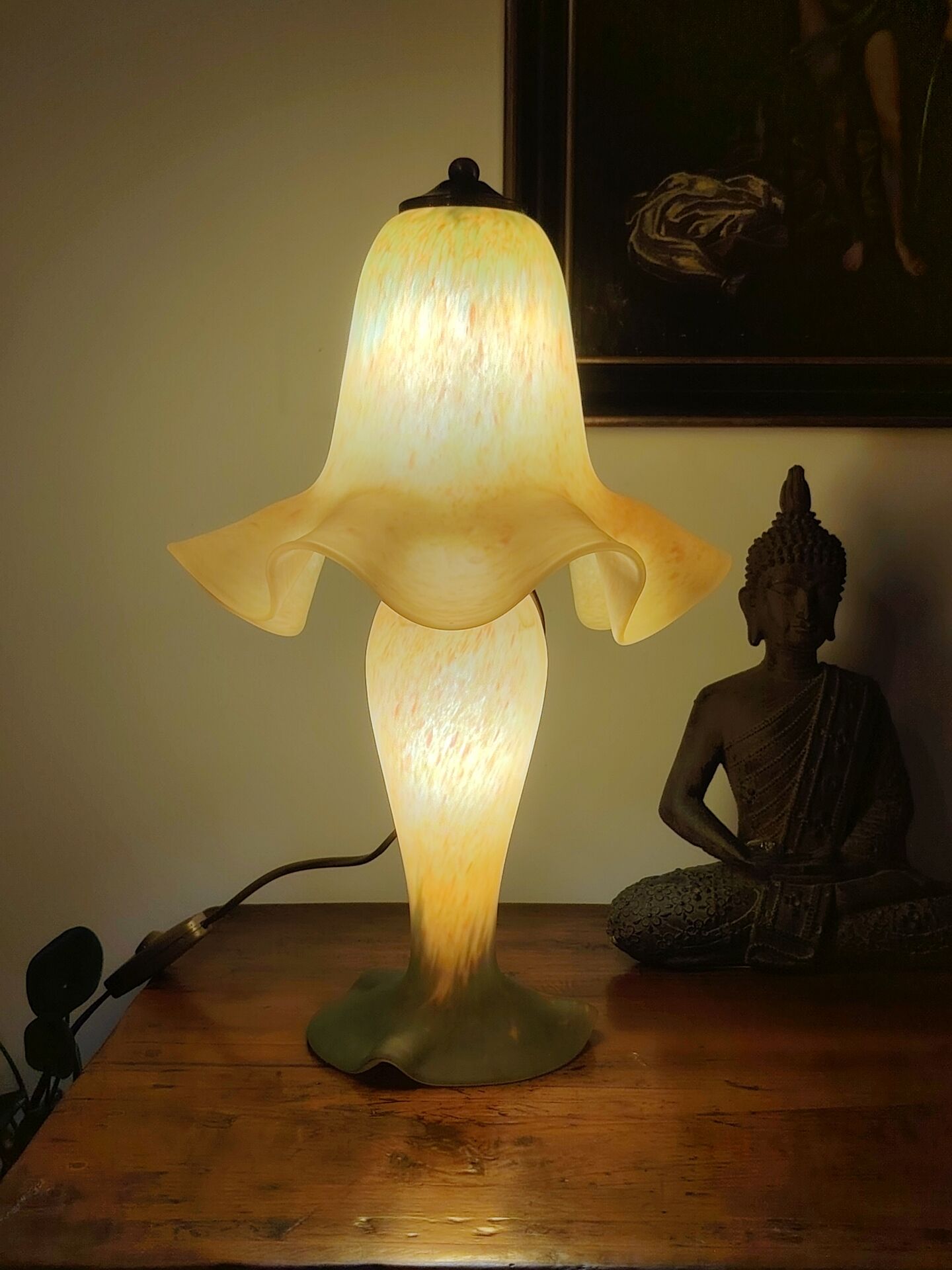 Yellow glass paste mushroom lamp, Art Nouveau style, V. Gifts