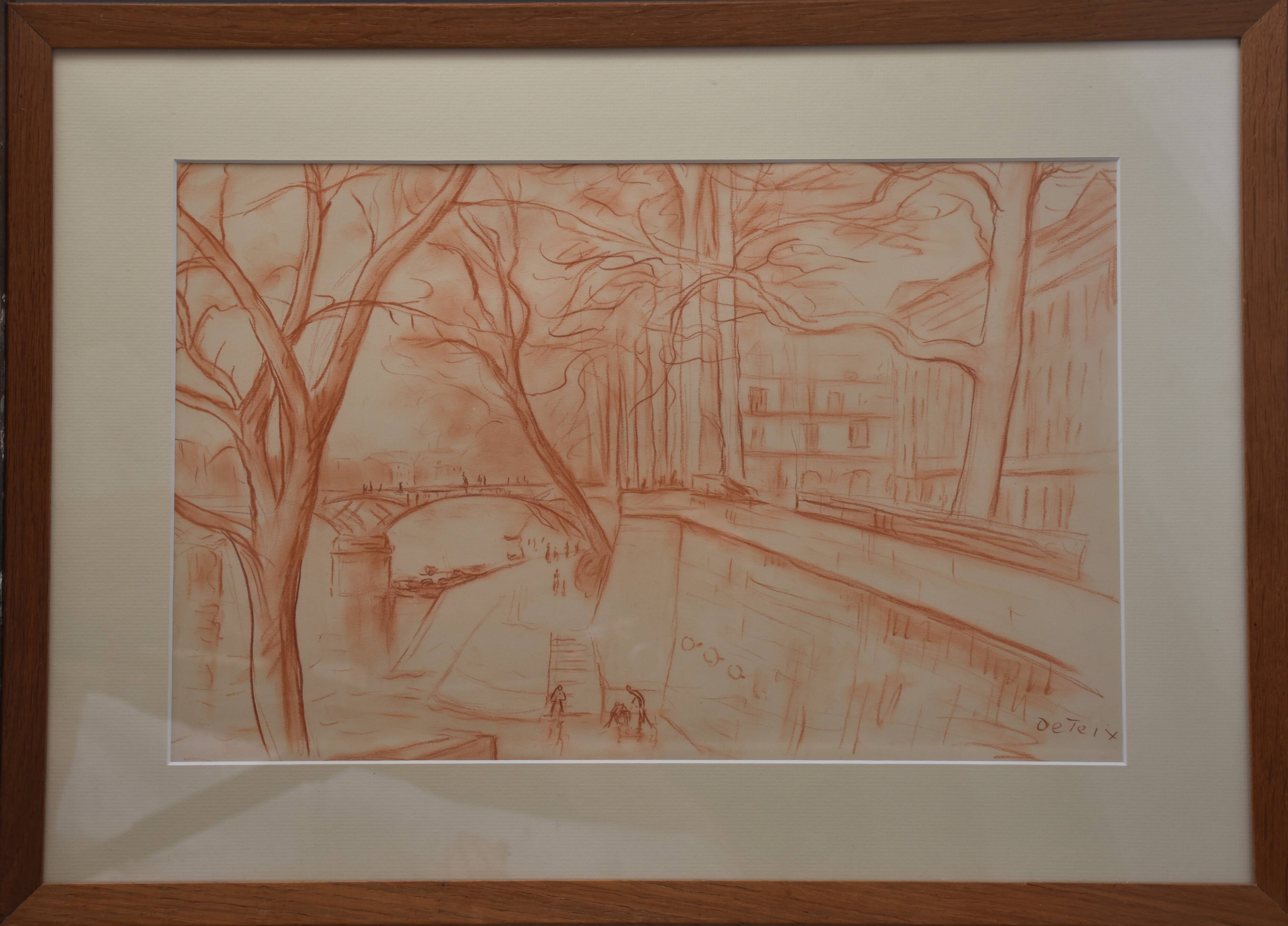 Adolphe Deteix, Le pont des Arts, vue du quai du Louvre (vers 1920)