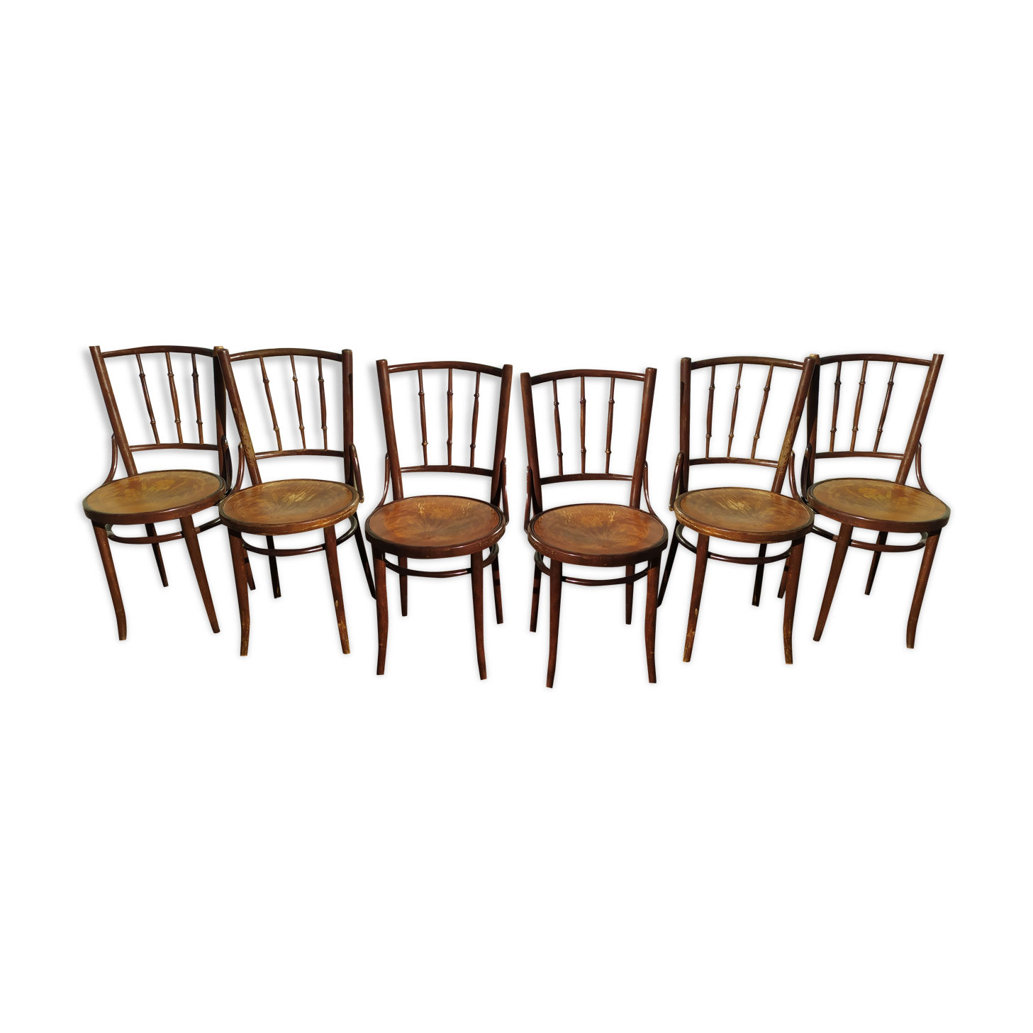 Set of 6 wooden chair - bistrot - terrace - vintage