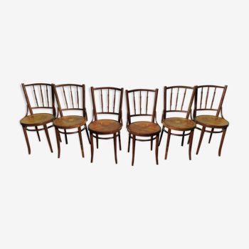 Set of 6 wooden chair - bistrot - terrace - vintage