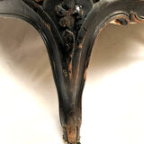 Large Napoleon III bench in blackened wood