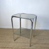 Chrome smoked glass side table