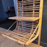 Vintage bamboo and rattan wall shelf