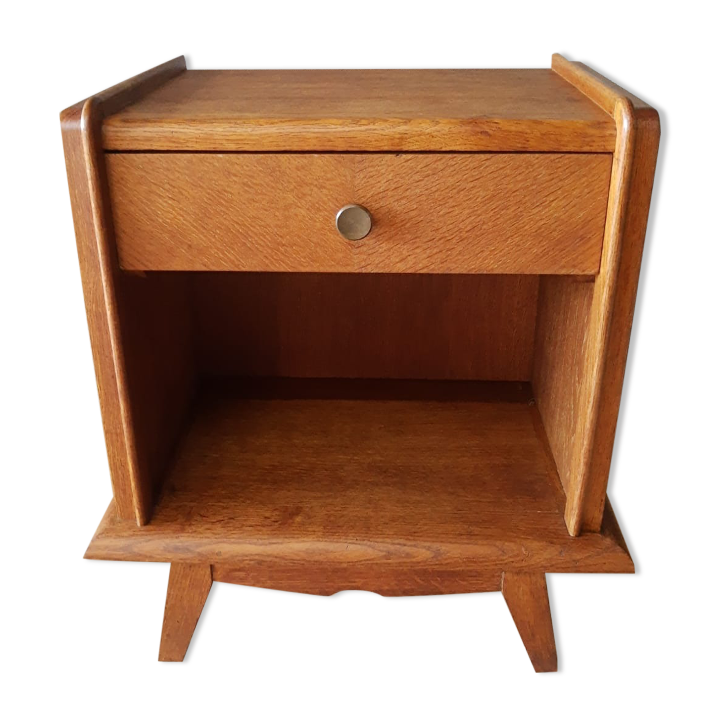Bedside table oak compass legs - vintage