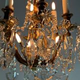 Gilt bronze cage chandelier decorated with cut crystal pendants circa 1900