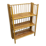 1970s honey-colored folding bamboo shelf