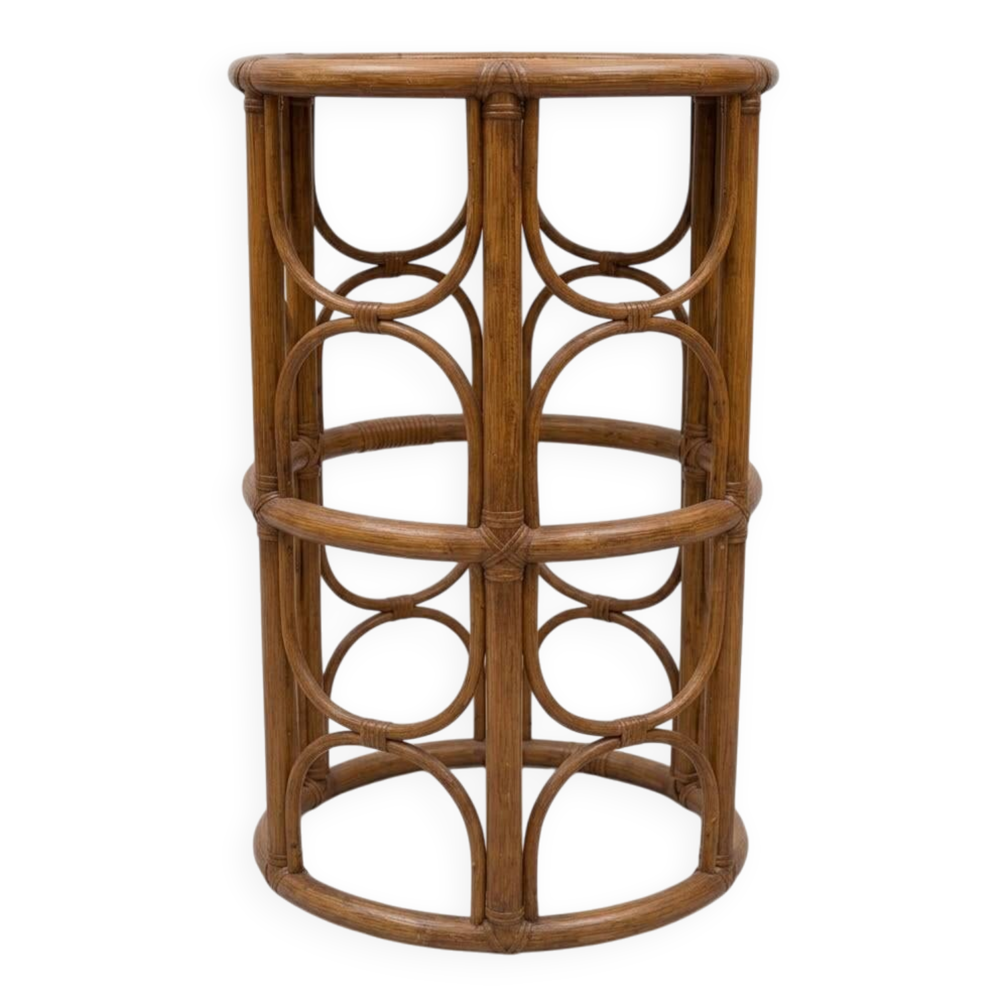 Vintage rattan and cane gueridon – 1970s