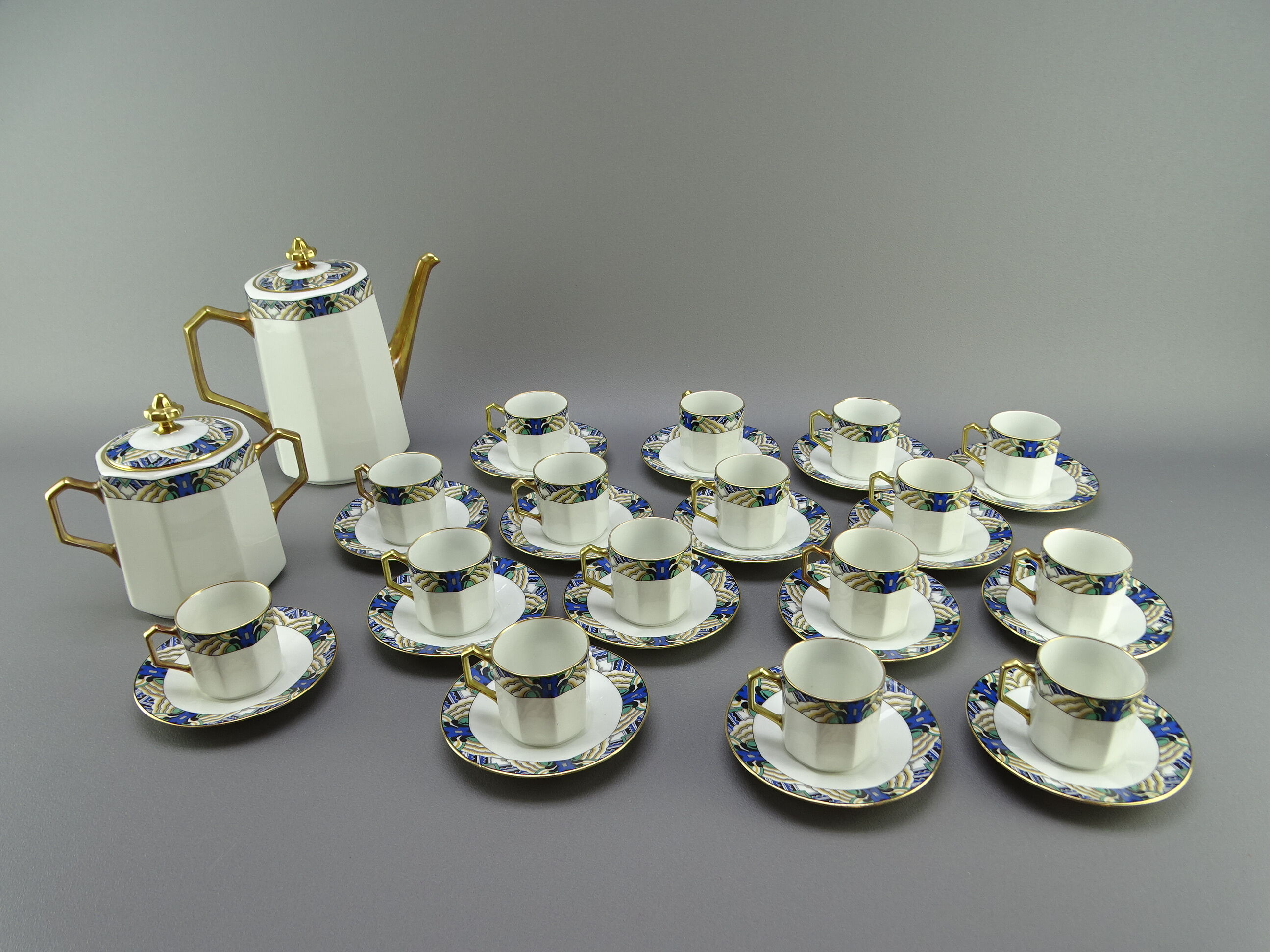 Vintage Limoges porcelain coffee service Atelier Descotte. Redrink . Barranger