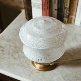 Art deco table lamp in white clichy glass