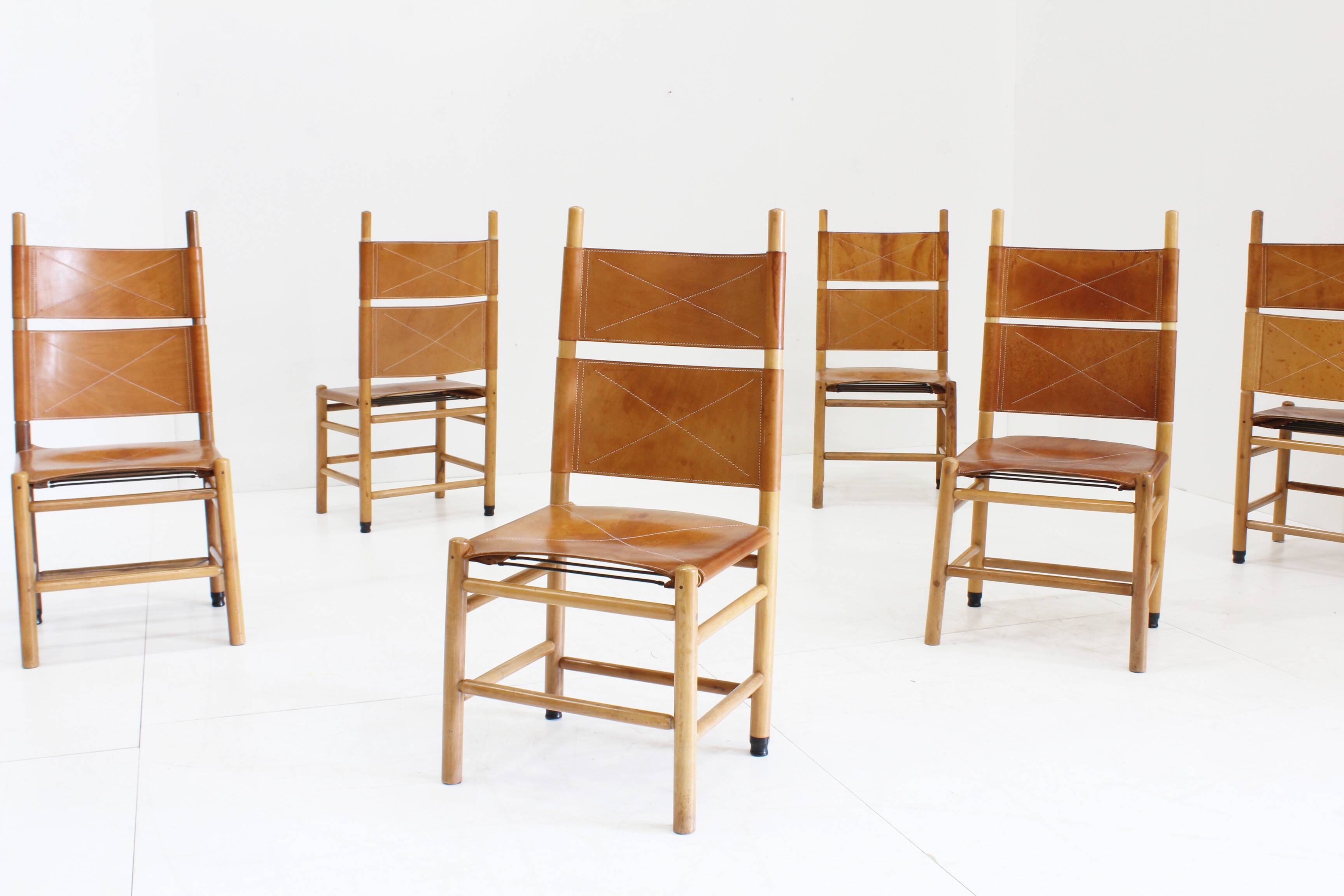 Chaises de salle à manger vintage Kentucky par Carlo Scarpa pour Bernini, années 1970, lot de 6