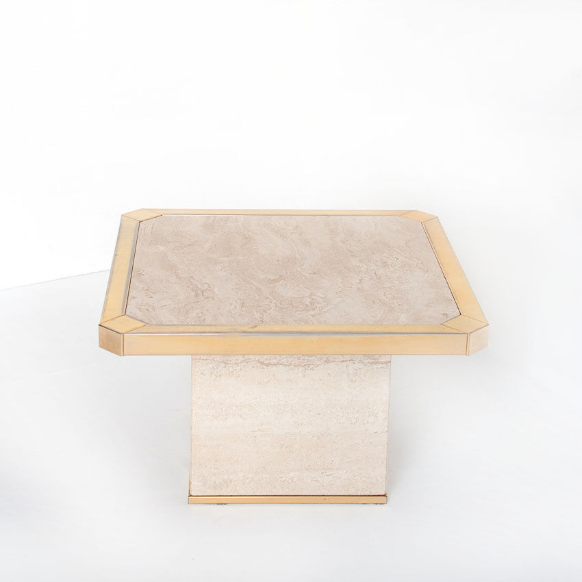 Vintage travertine coffee table edited by Fedam. Belgium, 80s