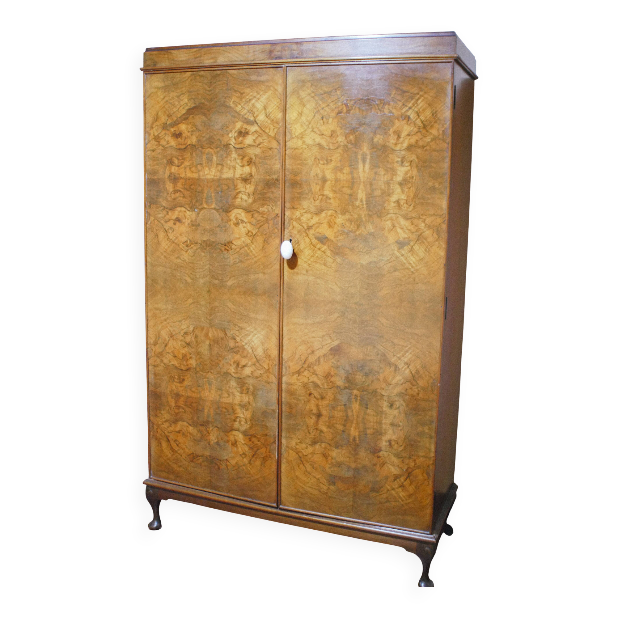 Art Deco wardrobe veneered in walnut burl.