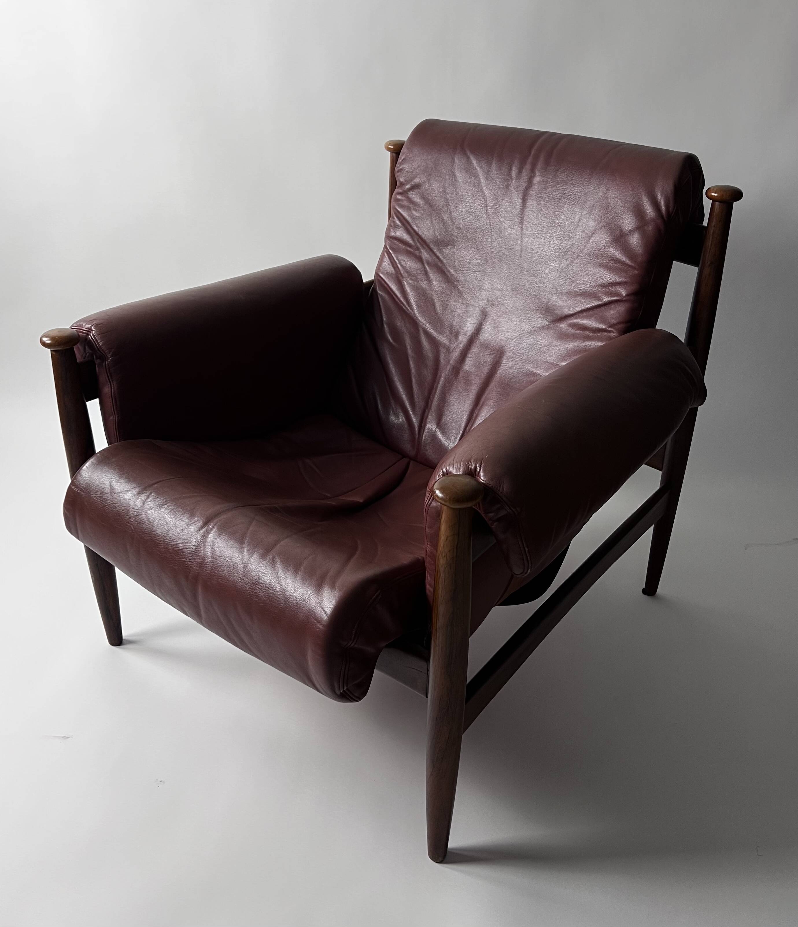 Admiral armchair by Eric Merthen, in leather and rosewood
