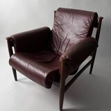 Admiral armchair by Eric Merthen, in leather and rosewood