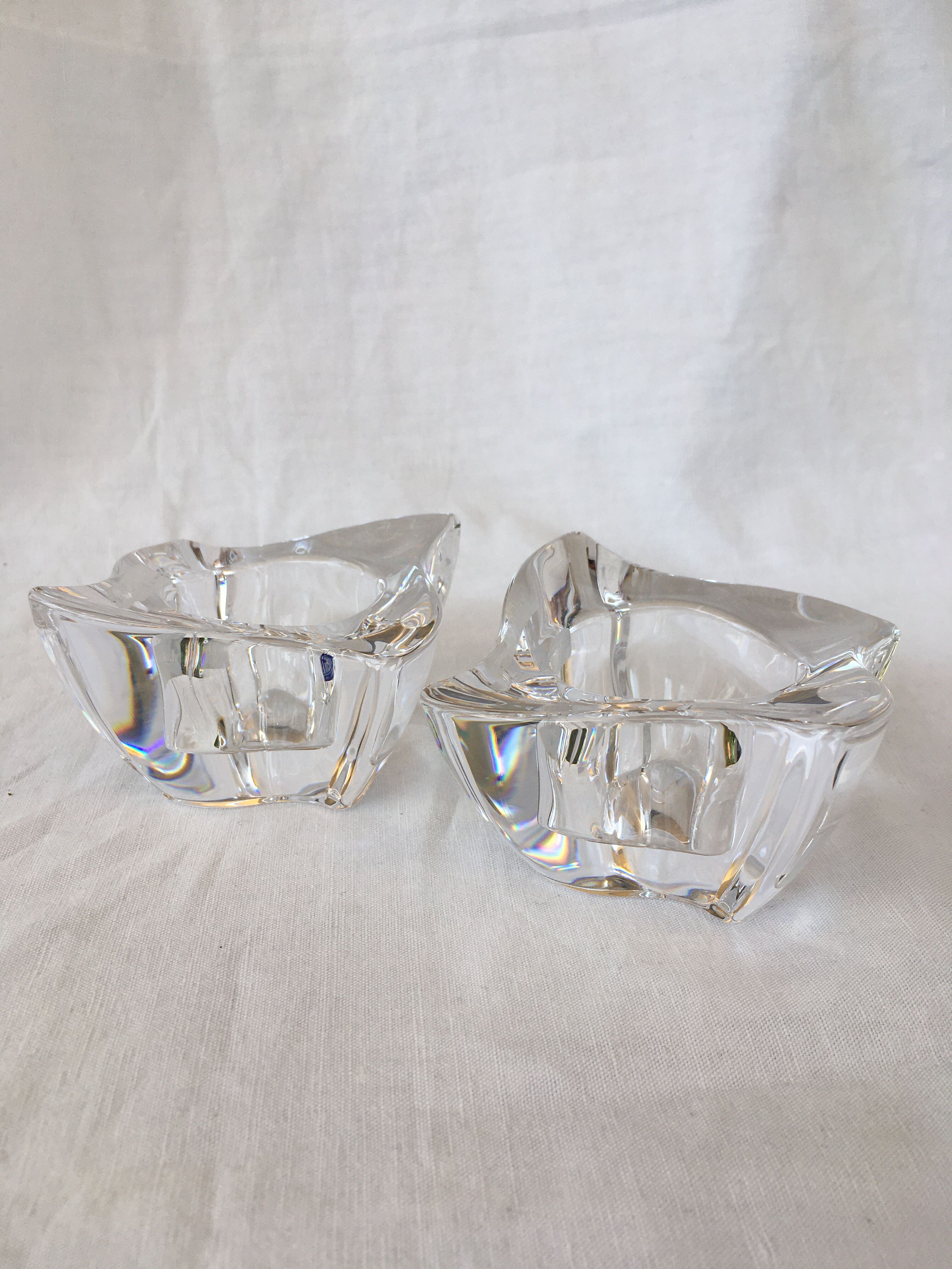 Pair of Villeroy and Boch crystal candle holders