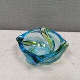 Beautiful ashtray in multicoloured glass. We guess Italy, 1980s.