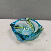 Beautiful ashtray in multicoloured glass. We guess Italy, 1980s.