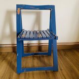 Folding chair in blue painted wood, Italy 1960