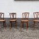 Series of 4 wooden chairs and cannage