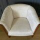 Armchair art deco 1930 marquetry fabric white cream foliage decoration