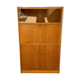 Vintage Scandinavian glass secretary with 3 doors