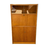 Secrétaire scandinave vintage vitré avec 3 portes