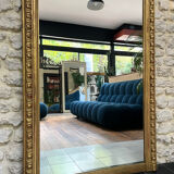 Antique Louis-Philippe fireplace mirror with pediment and pearls 157