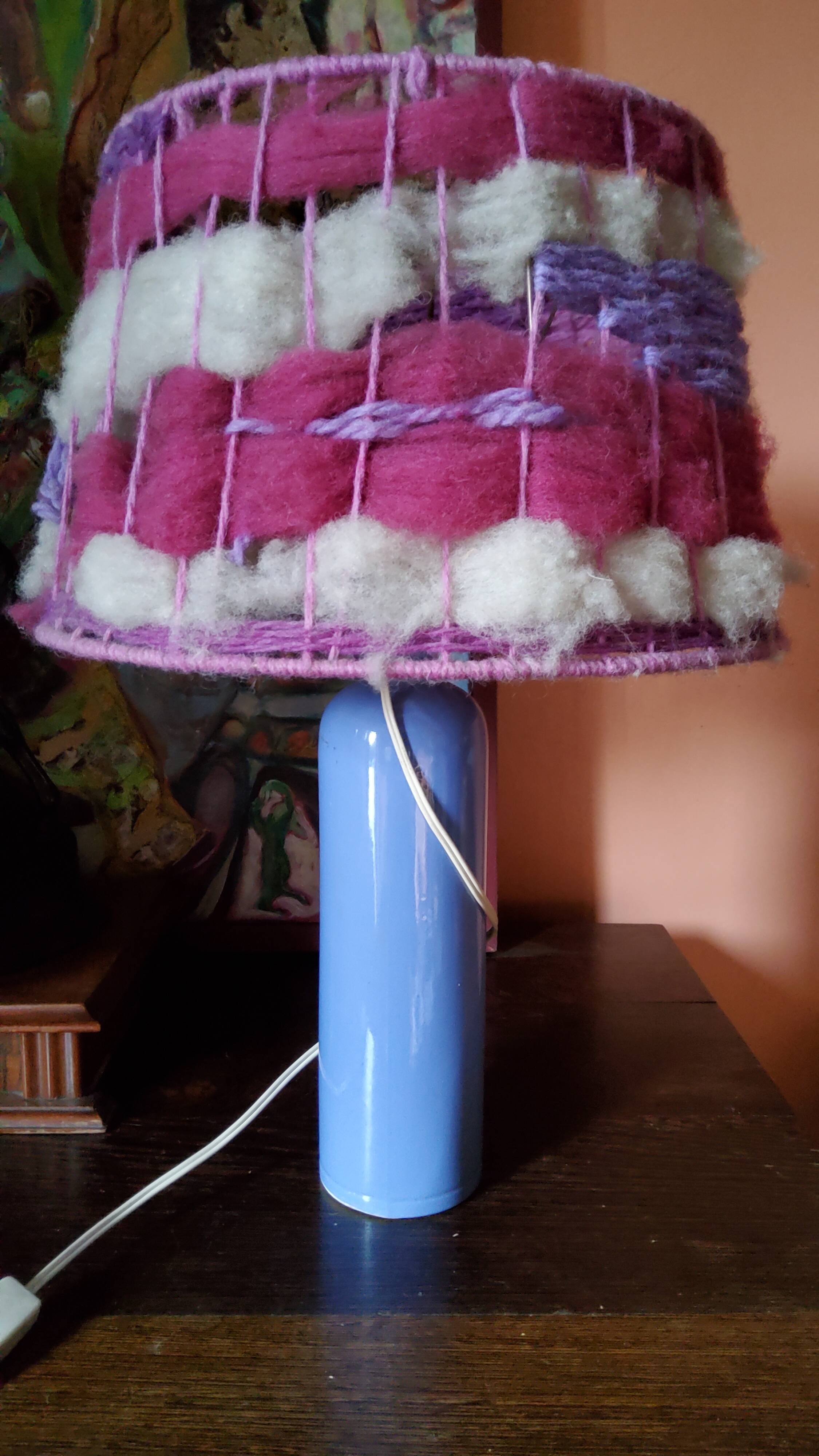 Digoin sandstone lamp from the 70s wool lampshade