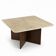 Rectangular coffee table in travertine and dark oak.