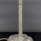 Lampe palmier en bronze argenté et abat-jour feuillage en vitrail vert, Art Nouveau, 1900