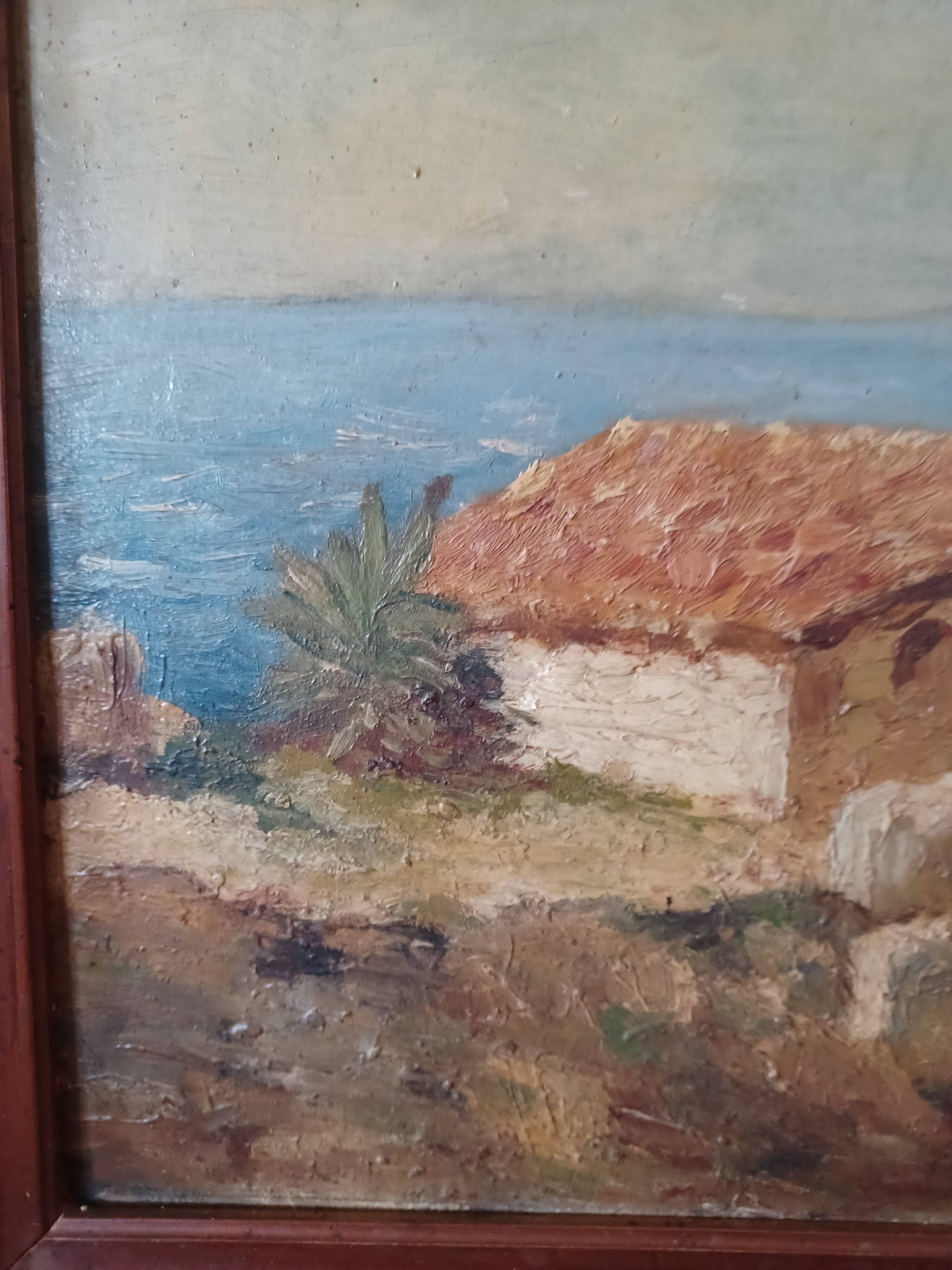 Painting Cabin by the beach signed