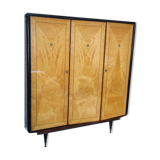 3-door wardrobe from the 60s - Art Deco / mid-century modern - tapered legs with metal feet.