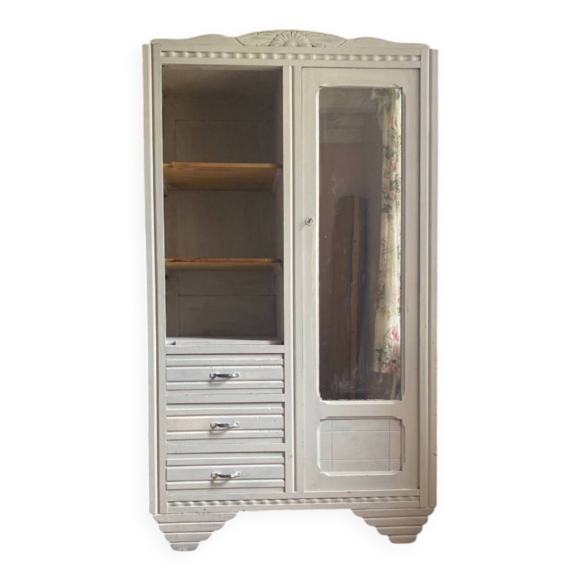 Parisian Art Deco period armoire – cream patina