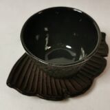 Set of 12 Asian Tea Cups and Saucers in Enameled Cast Iron