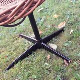 Rattan and iron swivel pod chair, 1960s