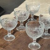 5 vintage fruit pattern glass ice cream cups