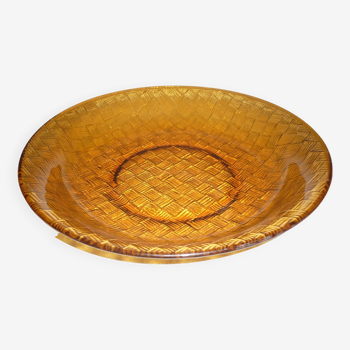 Large orange braided glass dish 27.5 cm