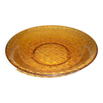 Large orange braided glass dish 27.5 cm