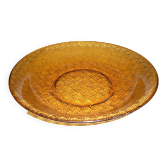 Large orange braided glass dish 27.5 cm