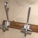 Old vintage wood and metal wall coat holder 4 patères