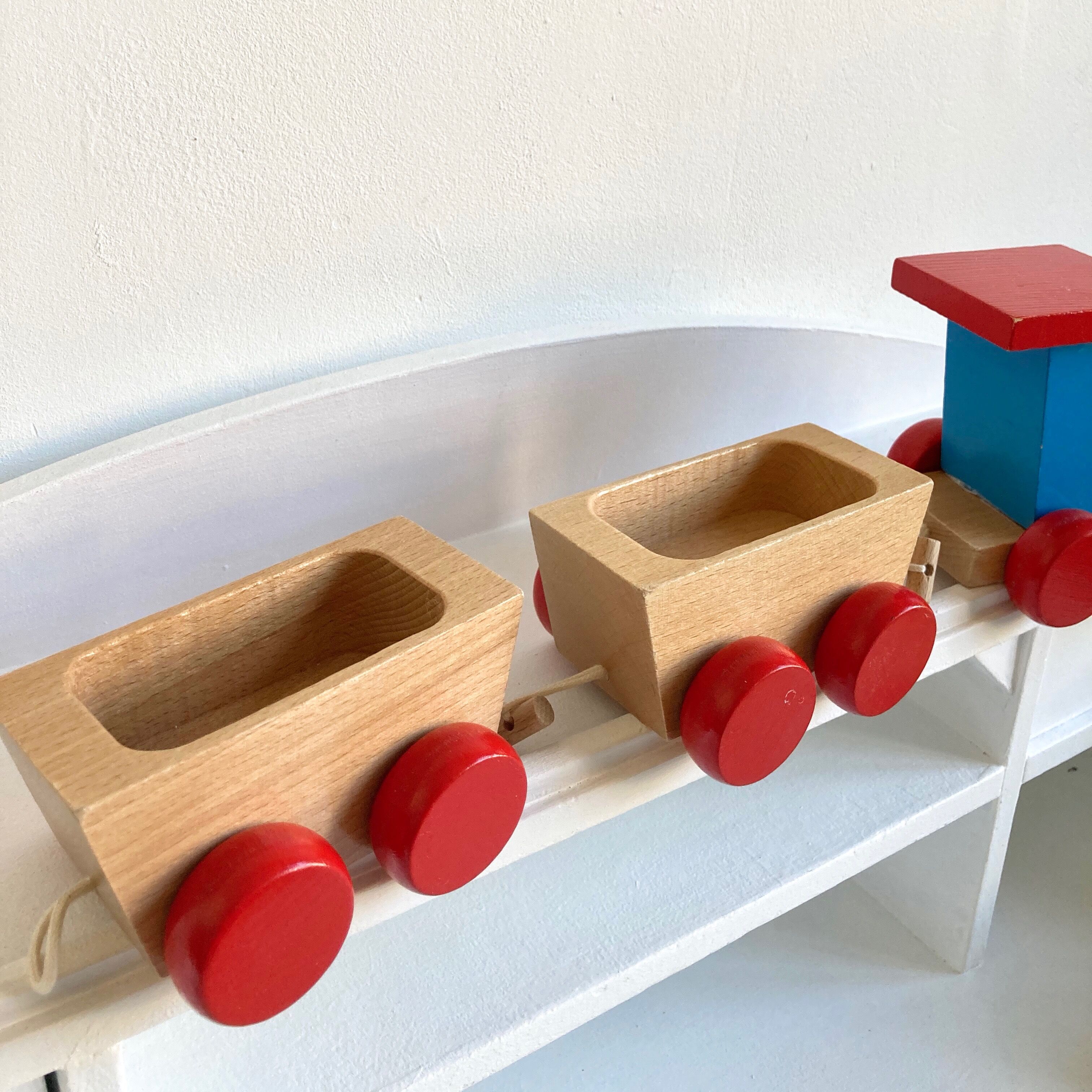 Wooden toy train to pull