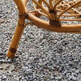 Round rattan coffee table with glass top from the 70s