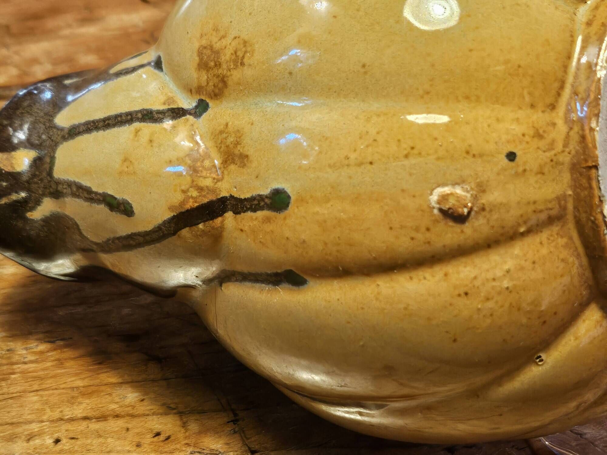 Vintage glazed terracotta pumpkin jug, 1930s