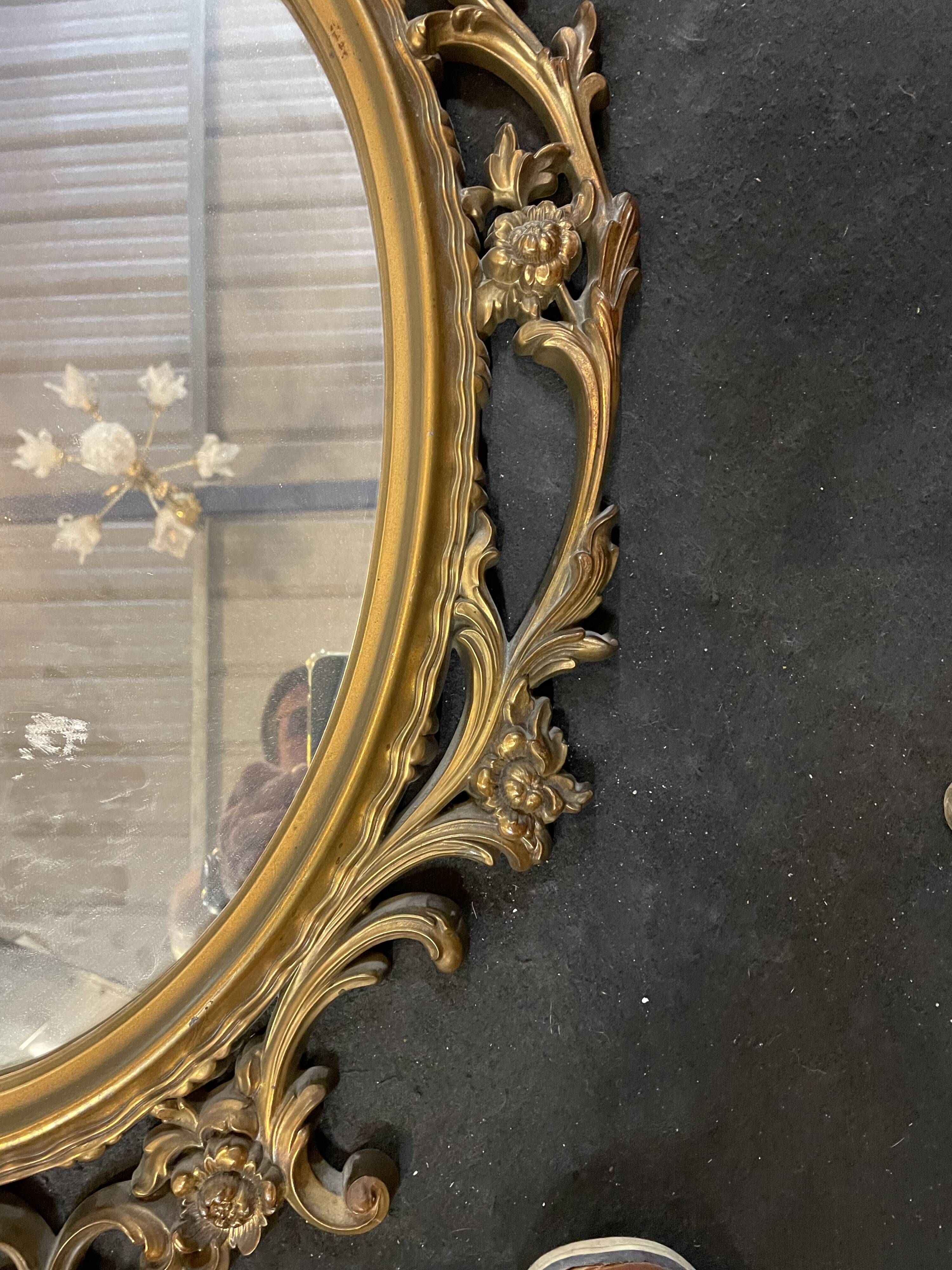Golden oval mirror 83 x 54 cm