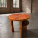 Art Deco round side table with shelf – vintage wood occasional table / bedside table