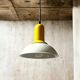 Vintage 80s Yellow Ceramic Pendant Lamp by Imago Italy - New Old Stock