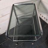 Vintage chrome metal dessert trolley with smoked glass from the 1970s.