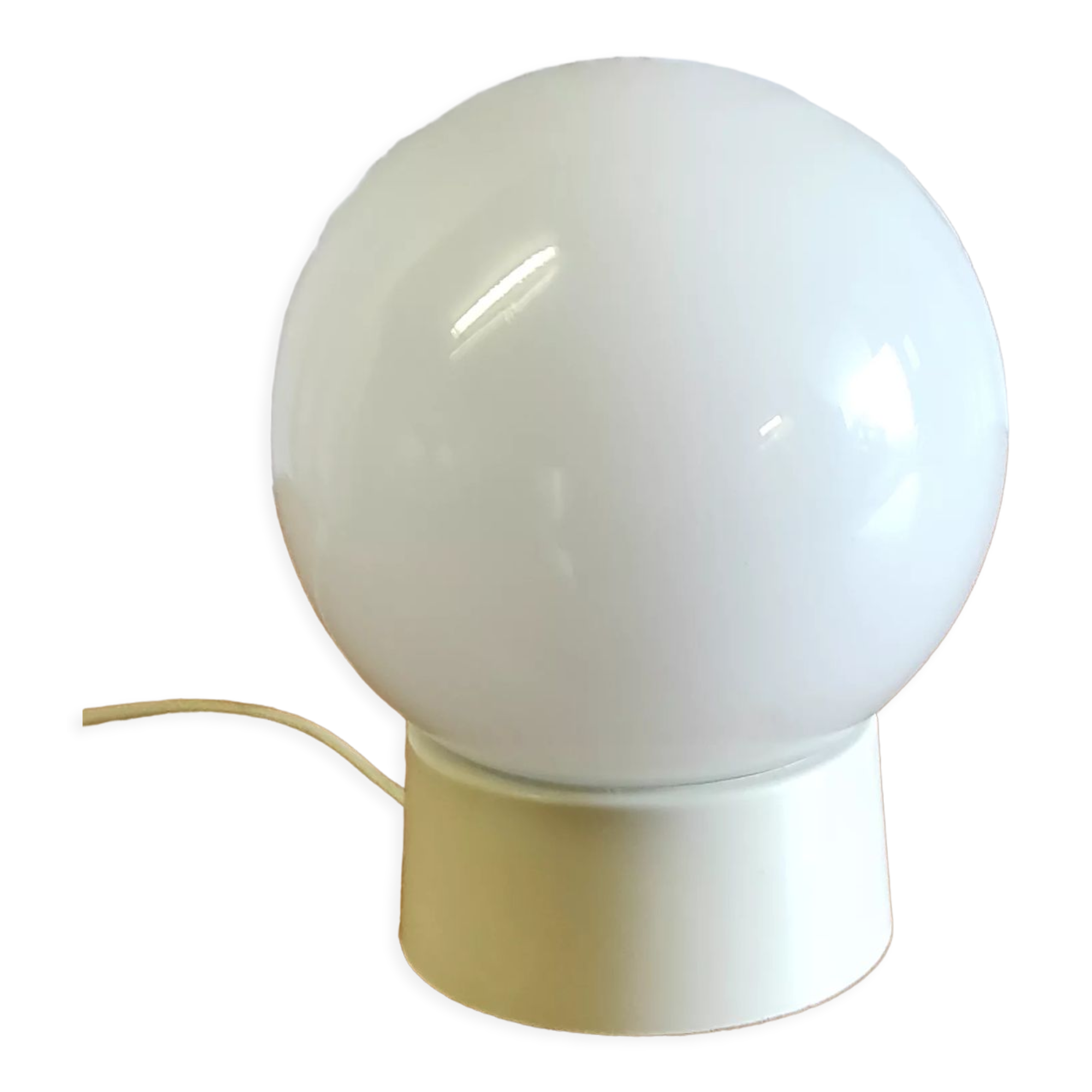 Table lamp white glass globe – 60s/70s