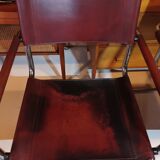 Set of 6 brown leather armchairs